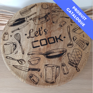 Plat en bois gravé Let's Cook